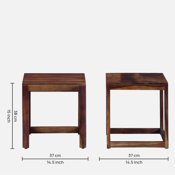 Castlebay Sheesham Wood Set of 3 Side Table In Rustic Teak