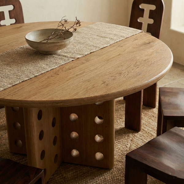 Cecelia Wood Round Dining Table Set - 4 Seater, 6 Seater, 8 Seater - All Sizes