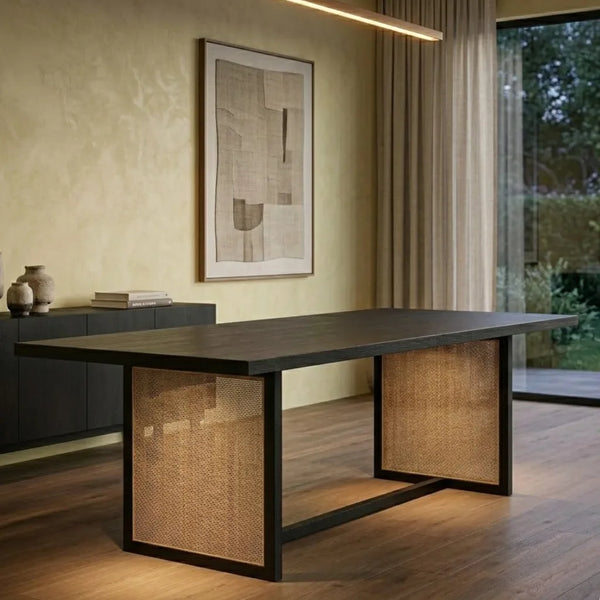 Centane Mango Wood Dining Table with Cane Work