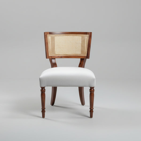 Cervantes Rattan Sheesham Wood and Fabric Dining Chair