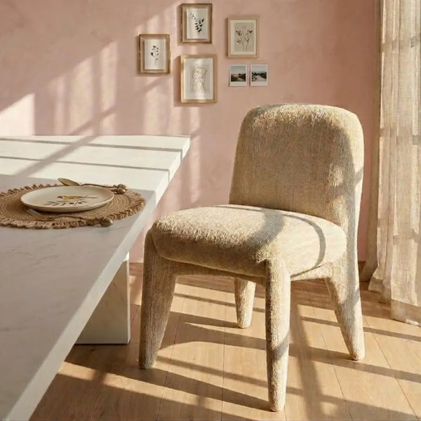 Chicago Modern Fabric Dining Chair in white finish 
