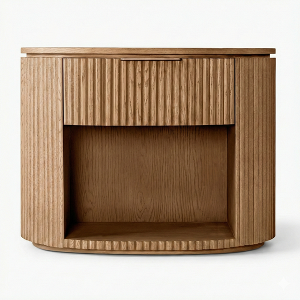 Clayne Oak Wood Bedside Table With 1 Drawer