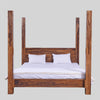 Clovis Solid Wood Poster Bed In Honey Finish