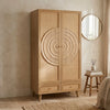 Coimbra Solid Wood 2 Door Rattan Wardrobe