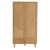 Coimbra Solid Wood 2 Door Rattan Wardrobe