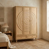 Coimbra Solid Wood 3 Door Rattan Wardrobe 