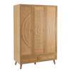Coimbra Solid Wood 3 Door Rattan Wardrobe 