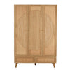 Coimbra Solid Wood 3 Door Rattan Wardrobe 