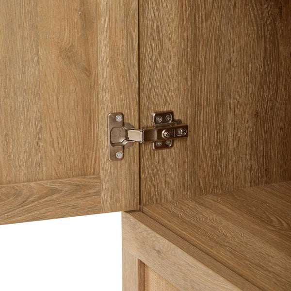 Coimbra Solid Wood 3 Door Rattan Wardrobe 