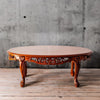 Cookstown Teakwood Round Dining Table with Carved Floral Design