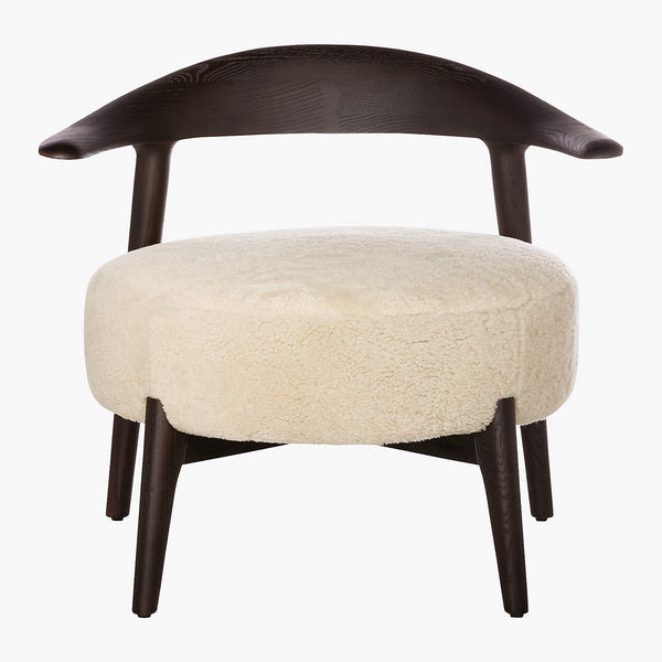 Cradock Shearling Texture Wooden Accent Chair