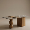 Cramerton Marble Table With Solid Wooden Base