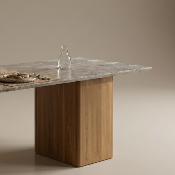 Cramerton Marble Table With Solid Wooden Base