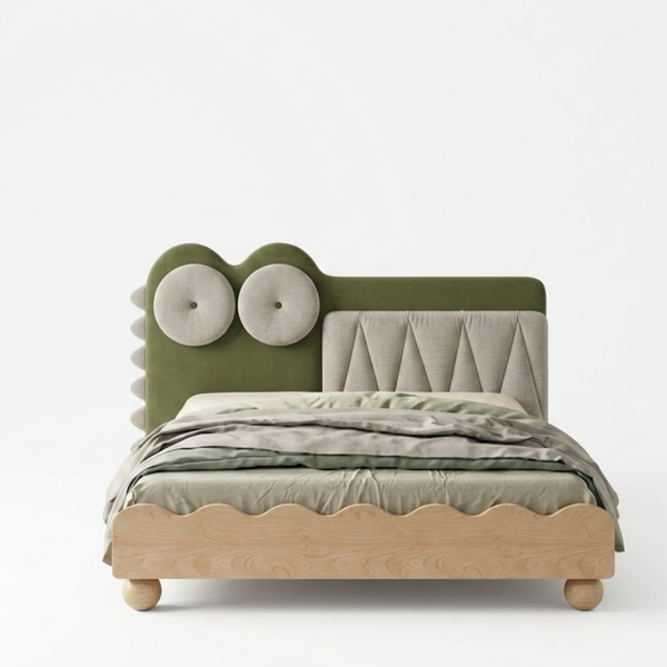 Crocodina Solid Wood Kids Soft Bed