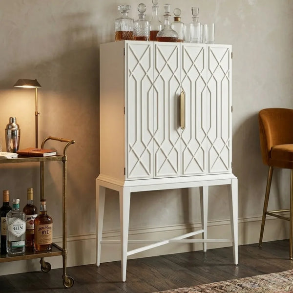 Cupertino Solid Wood White Finish Bar Cabinet