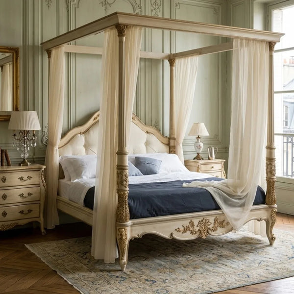 Curitiba Solid Wood Upholstered Poster Bed 