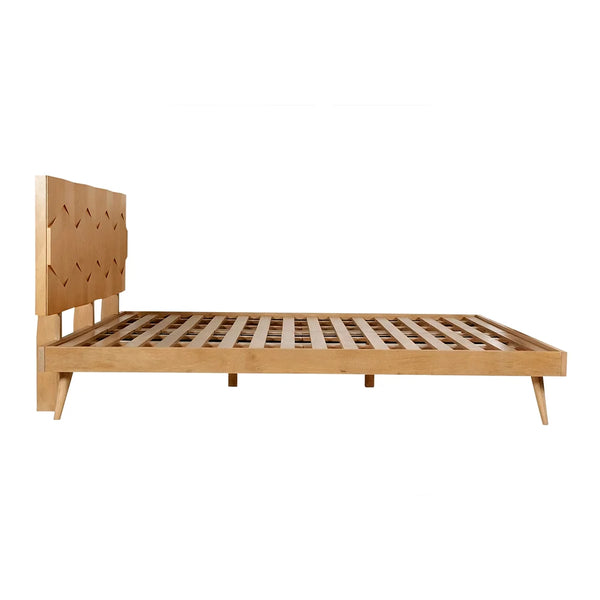 Contemporary Solid Wood Bed In Natural Finish - All Sizes