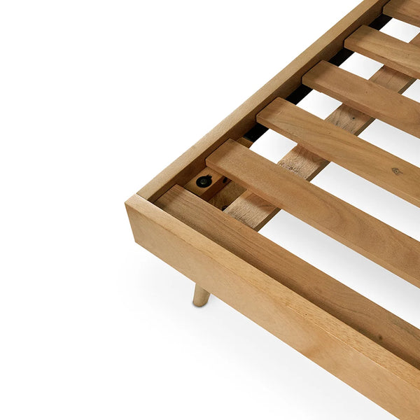 Contemporary Solid Wood Bed In Natural Finish - All Sizes