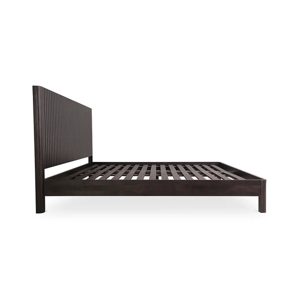 Antalya Modern Fluted Solid Wood Bed In Black - All Sizes