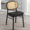 Classic Solid Wood Rattan Dining Chair - Black Finish
