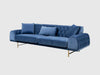 Three Seater Polyester Fabric Sofa - Navy Blue