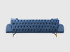 Three Seater Polyester Fabric Sofa - Navy Blue