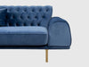 Three Seater Polyester Fabric Sofa - Navy Blue