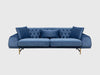 Three Seater Polyester Fabric Sofa - Navy Blue