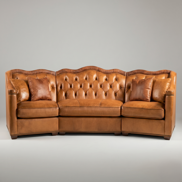 Delhi Leather Sectional Sofa - Color: Honey