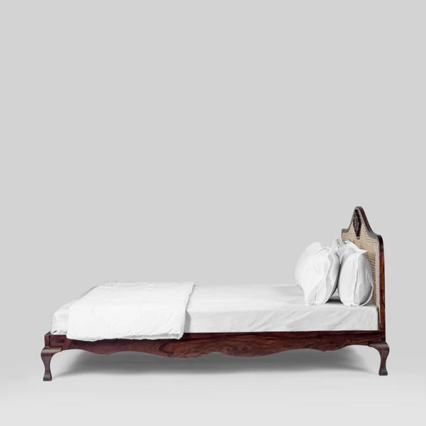 Denton Solid Sheesham Wood Rattan Bed-All Sizes
