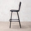 Dijon High Leather & Steel stool with back (Black)