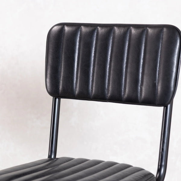 Dijon High Leather & Steel stool with back (Black)