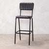 Dijon High Leather & Steel stool with back (Black)