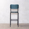 Dijon High Leather & Steel stool with back (Vintage Blue)