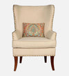 Dlamini Royal Fabric Wing Chair In Beige Floral Colour