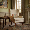 Dlamini Royal Fabric Wing Chair In Beige Floral Colour