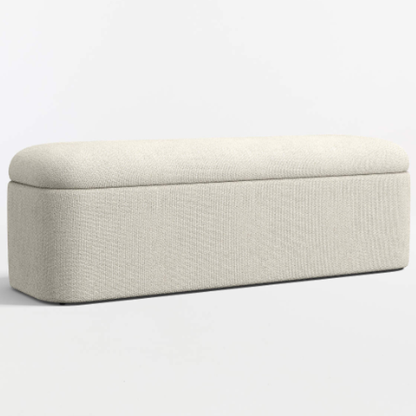 Beige storage bench on a white background