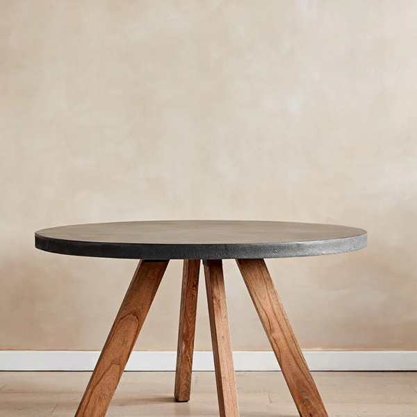 Dungannon Round Trondheim Cement and Wood Dining Table