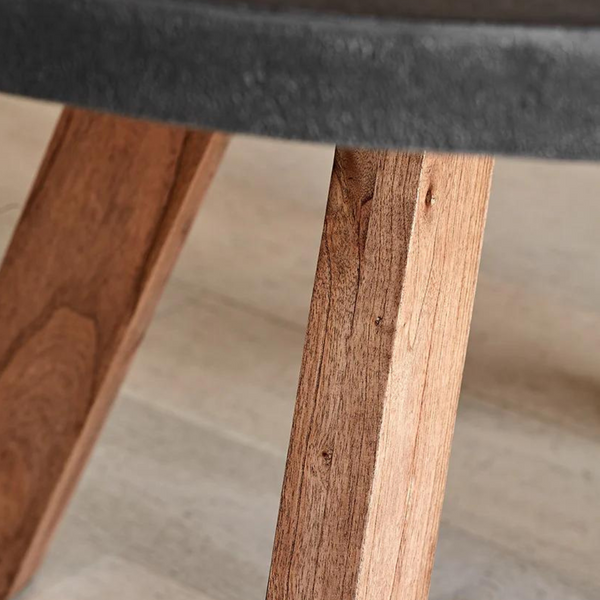 Dungannon Round Trondheim Cement and Wood Dining Table