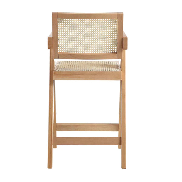 Dunkeld Solid Wood Rattan Counter Stool - Natural Finish