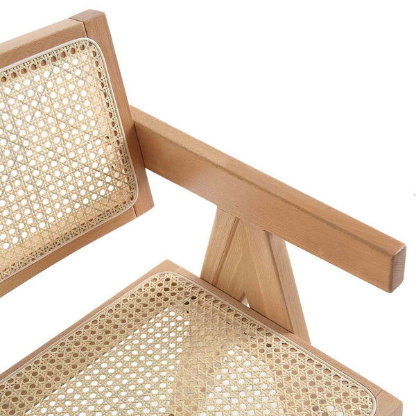 Dunkeld Solid Wood Rattan Counter Stool - Natural Finish