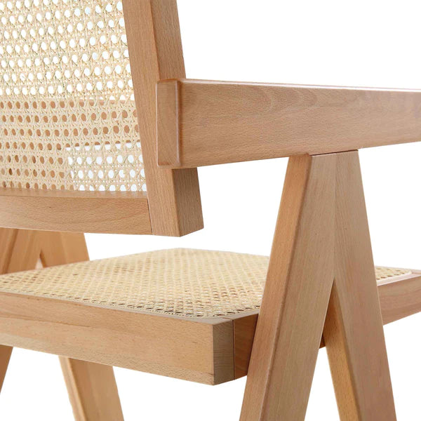 Dunkeld Solid Wood Rattan Counter Stool - Natural Finish