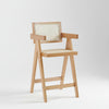 Dunkeld Solid Wood Rattan Counter Stool - Natural Finish