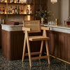 Dunkeld Solid Wood Rattan Counter Stool - Natural Finish
