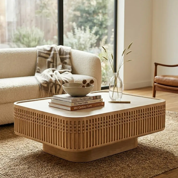 Durazno solid Wood Fluted Coffee Table 