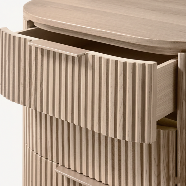 Dynamic Oak Bedside Table With 3 Drawer