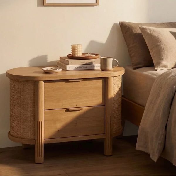 Elara Rattan 2 Drawer BedsideTable