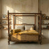 Eliza Rattan Solid Wood Poster Bed With Natural Finish