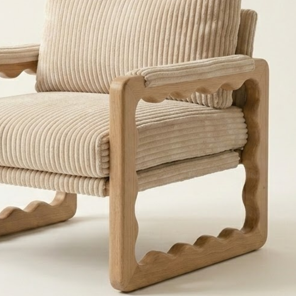 Ellenboro Solid Wood & Corduroy Accent Chair