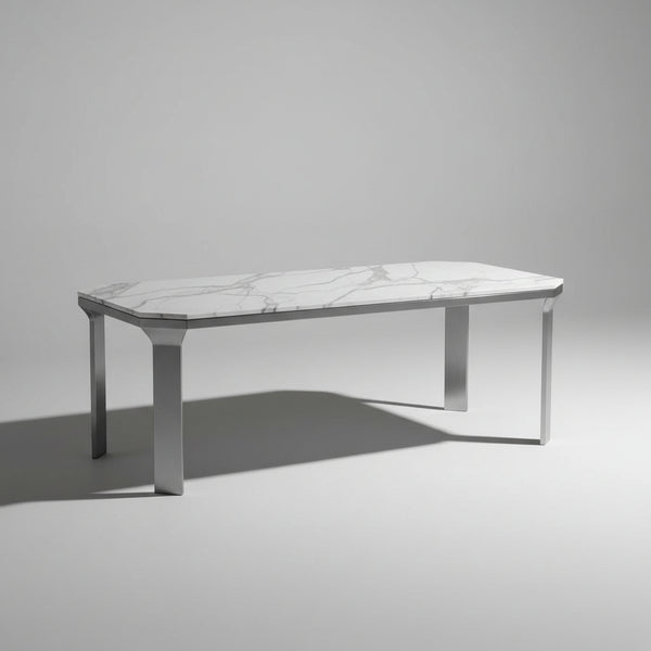 Elliotdale Wooden Marble Dining Table - In Black Finish